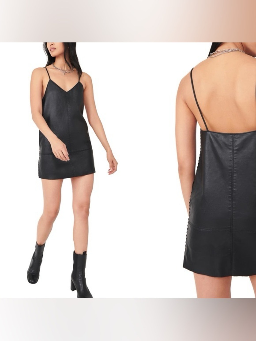 Free People We The Free Slip Into Something Faux Leather Mini Dress